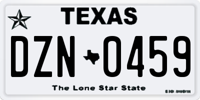 TX license plate DZN0459