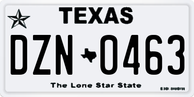 TX license plate DZN0463