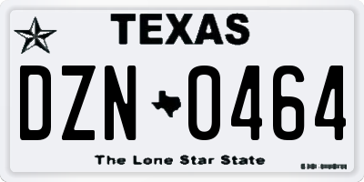 TX license plate DZN0464
