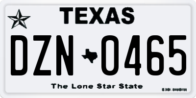 TX license plate DZN0465