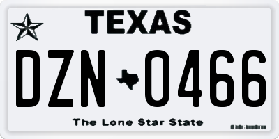TX license plate DZN0466