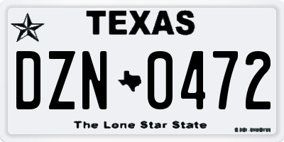 TX license plate DZN0472