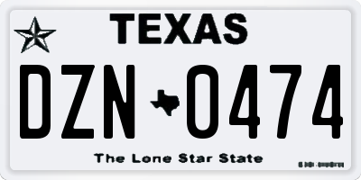 TX license plate DZN0474