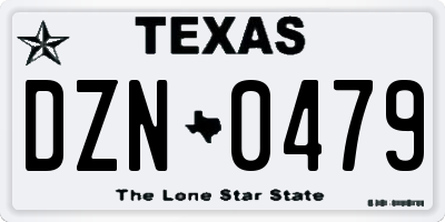 TX license plate DZN0479