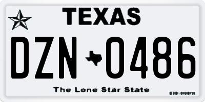 TX license plate DZN0486