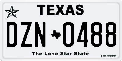 TX license plate DZN0488