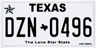 TX license plate DZN0496