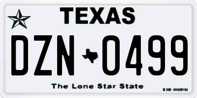 TX license plate DZN0499