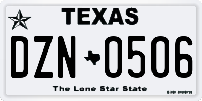 TX license plate DZN0506