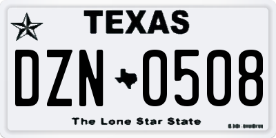 TX license plate DZN0508
