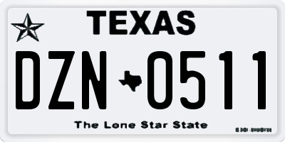 TX license plate DZN0511