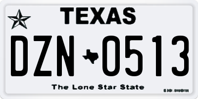 TX license plate DZN0513