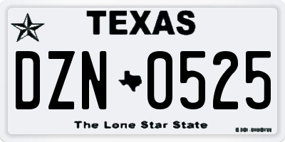 TX license plate DZN0525