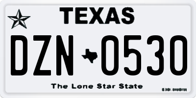TX license plate DZN0530