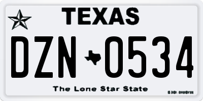 TX license plate DZN0534