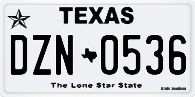 TX license plate DZN0536