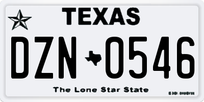 TX license plate DZN0546