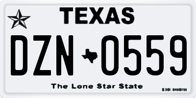TX license plate DZN0559