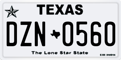 TX license plate DZN0560