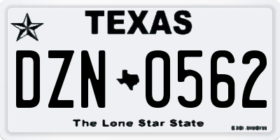 TX license plate DZN0562
