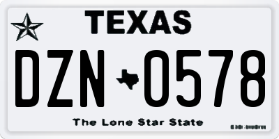 TX license plate DZN0578