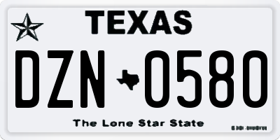 TX license plate DZN0580