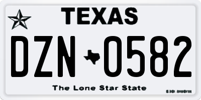 TX license plate DZN0582