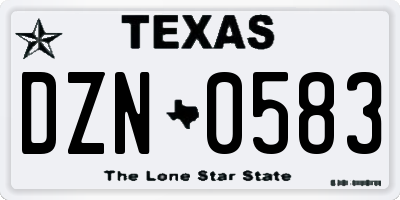 TX license plate DZN0583