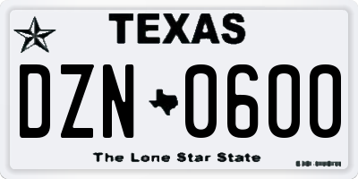 TX license plate DZN0600