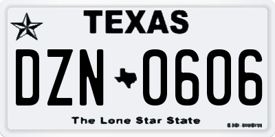 TX license plate DZN0606