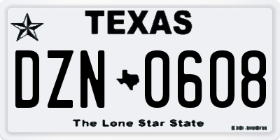 TX license plate DZN0608