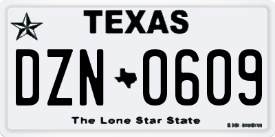 TX license plate DZN0609