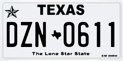 TX license plate DZN0611