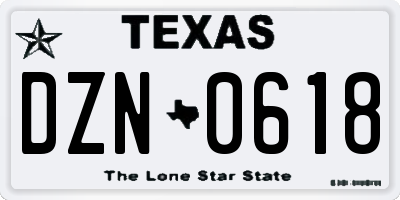 TX license plate DZN0618