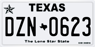 TX license plate DZN0623