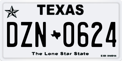 TX license plate DZN0624