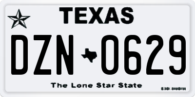 TX license plate DZN0629