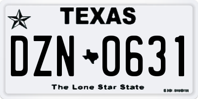 TX license plate DZN0631