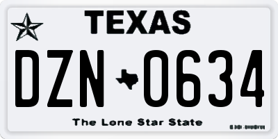 TX license plate DZN0634