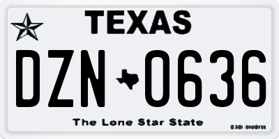 TX license plate DZN0636