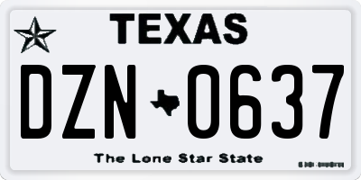 TX license plate DZN0637