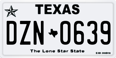 TX license plate DZN0639