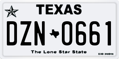 TX license plate DZN0661