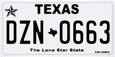 TX license plate DZN0663