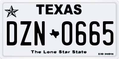 TX license plate DZN0665