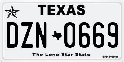 TX license plate DZN0669