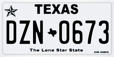 TX license plate DZN0673