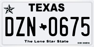 TX license plate DZN0675