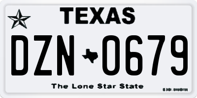 TX license plate DZN0679
