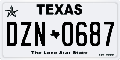 TX license plate DZN0687